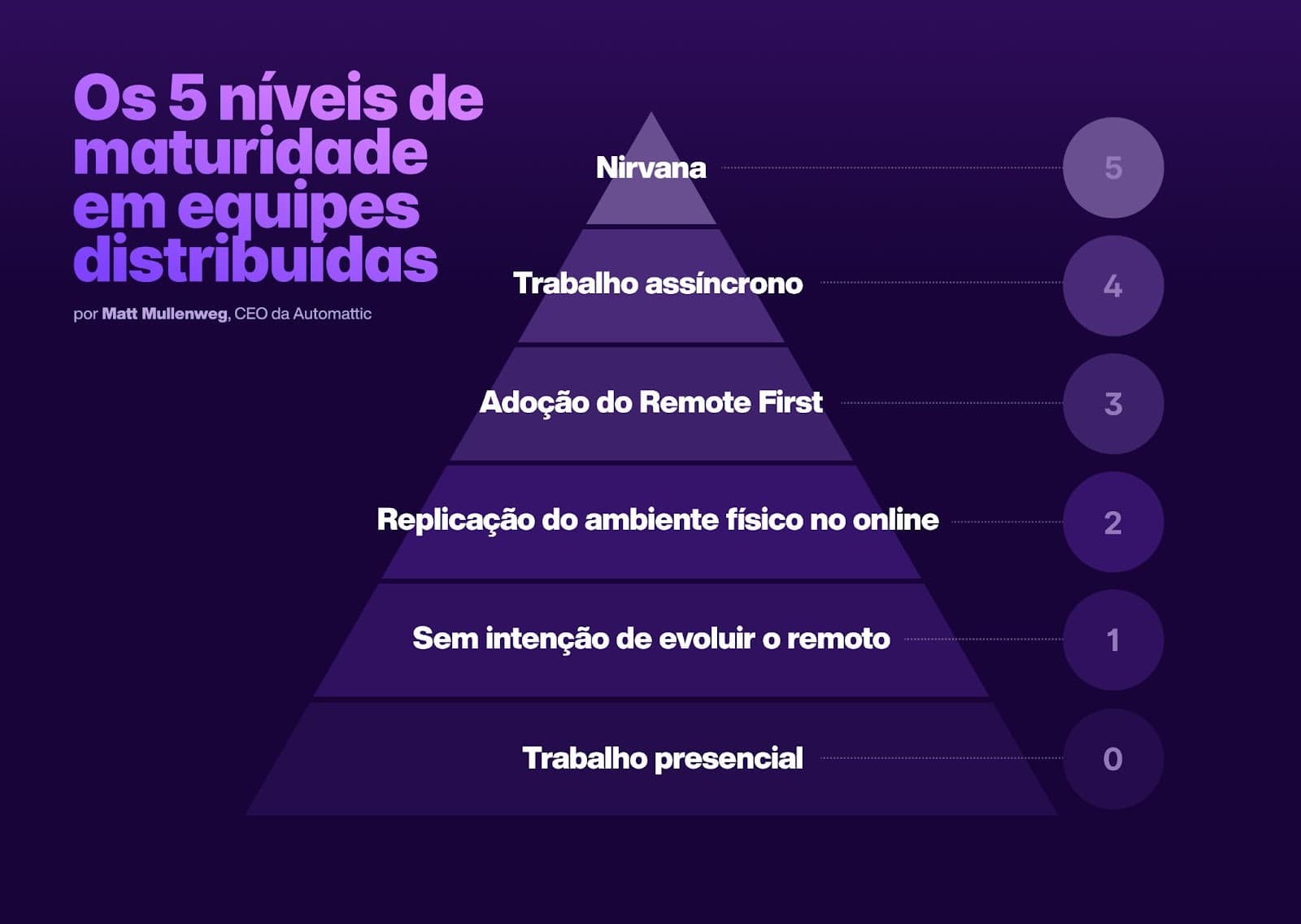 Representação visual dos 5 níveis de maturidade em equipes distribuídas