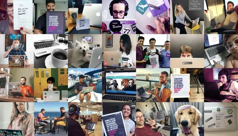 Officeless Work/Lifestyle - Pessoas trabalhando remotamente de diferentes lugares