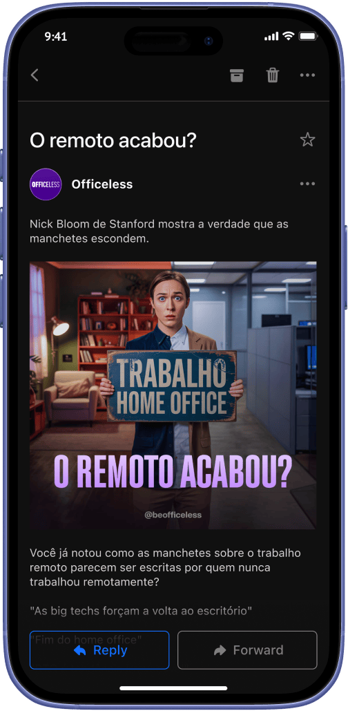 Newsletter Officeless no celular